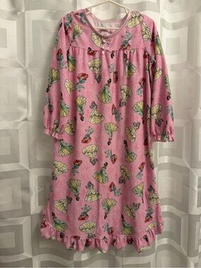 Disney Princess pink long sleeve flannel nightgown pjs pajamas size 6